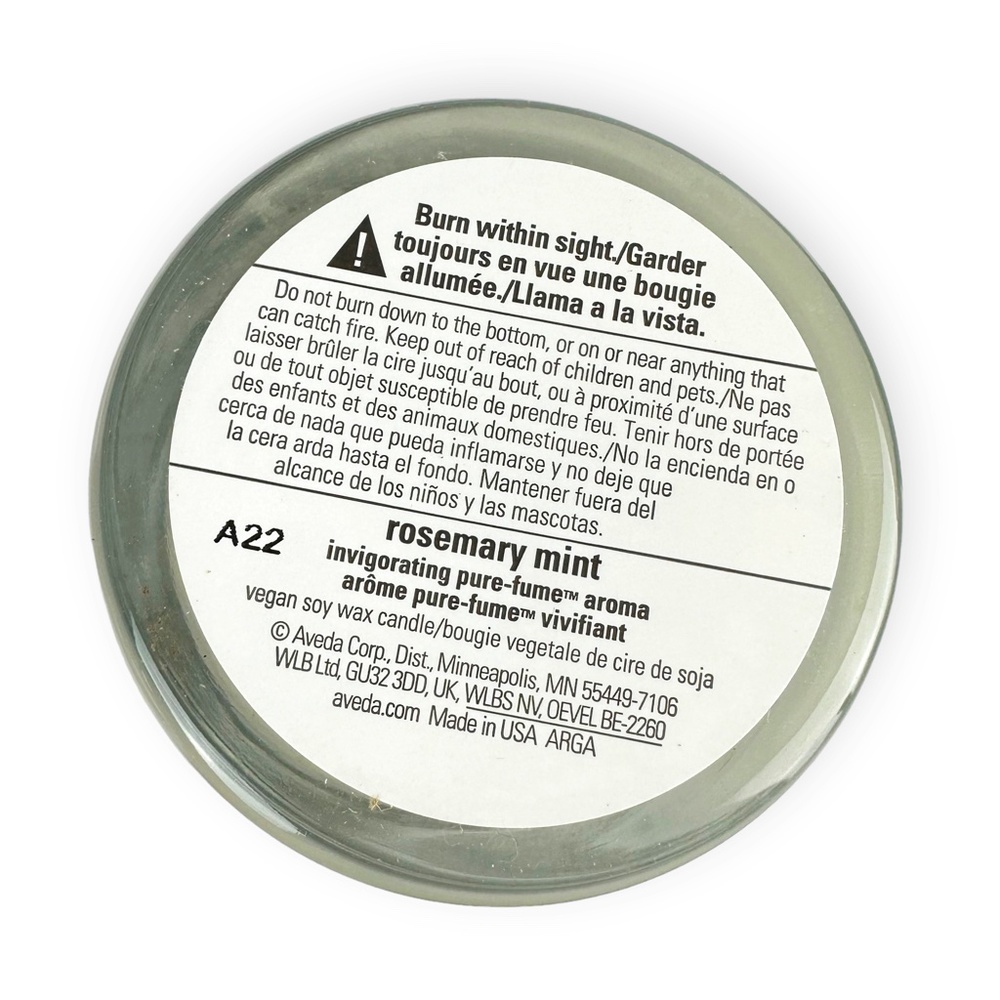 AVEDA Rosemary Mint Vegan Soy Wax Candle 7.8oz. NIB Invigorating Pure-fume Aroma - Picture 4 of 9